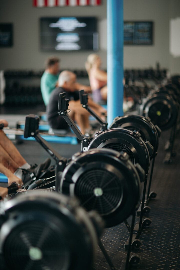 people working out in a group fitness class